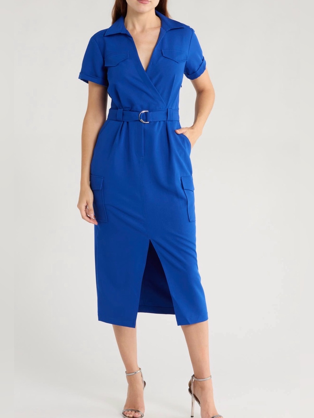 Derek Lam 10 Crosby Lucy Belted Utility Shirtdress Cobalt Blue Size 2